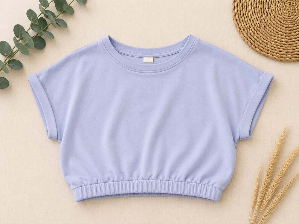 Cotton Ruched Hem T-Shirt - Lavender Le Lis (g17)